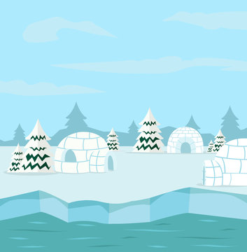 Winter North Pole Arctic With Igloo