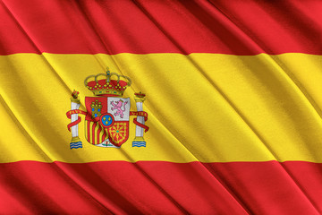 Colorful Spain flag waving in the wind. 3D illustration.