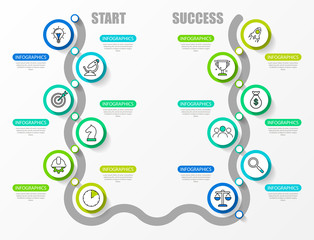 Infographic design template. Timeline concept with 12 steps