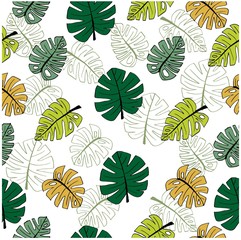 Monstera leaf seamless pattern background.