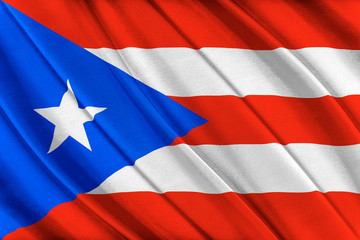 Colorful Puerto Rico flag waving in the wind. 3D illustration.