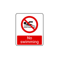No Swimming Sign Vector. Warning Symbol Vector Icon