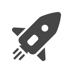 Space rocket icon. Launch and speed symbol. Flat Vector illustration isolated on white background.