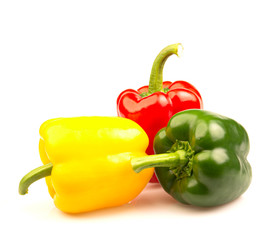 Sweet bell pepper for healthy on white background.Diet food and vegan concept.Closeup with Clipping Path.