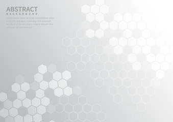 Abstract geometric hexagon pattern on white and gray background.