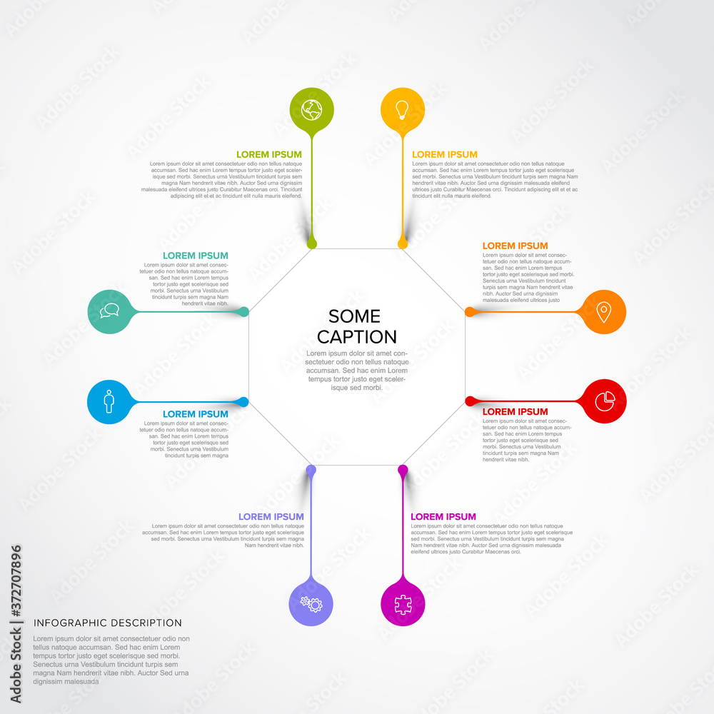 Poster eight elements infographic with droplet pointers