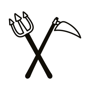 devil trydent fork line style icon