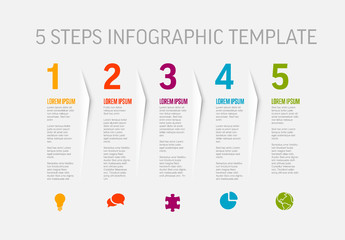 Five simple color steps process infographic template