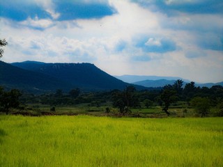 Fototapeta na wymiar mountain landscape with blue sky
