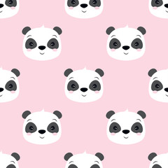 seamless pattern with panda isolated on pink