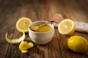 Homemade lemon jam/marmelade made with fresh lemons.