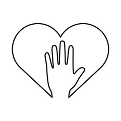 hand human up in heart line style icon