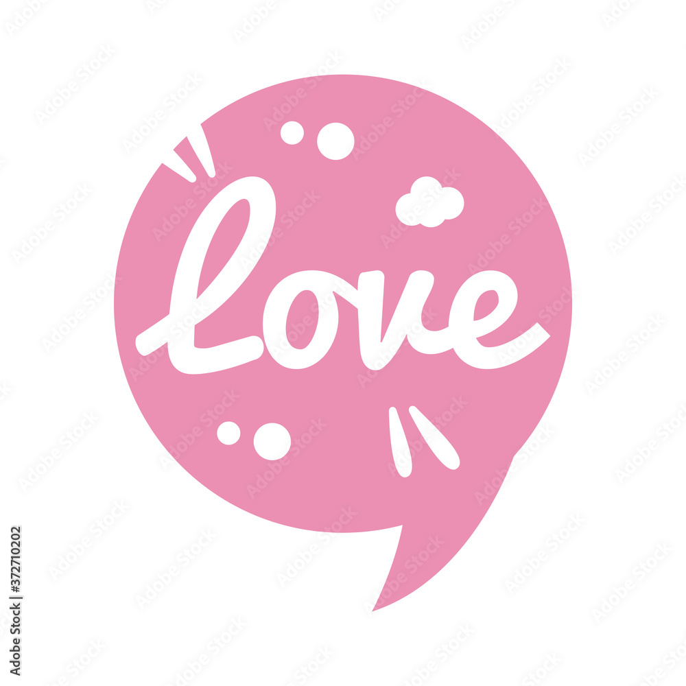 Wall mural slang speech bubble with love word silhouette style