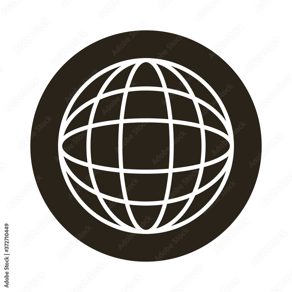 Poster sphere world planet block style icon