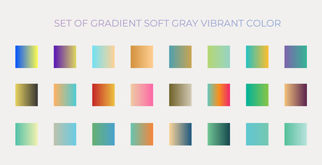 Set Of Gradient Soft Gray Pastel Vibrant Color Palletes