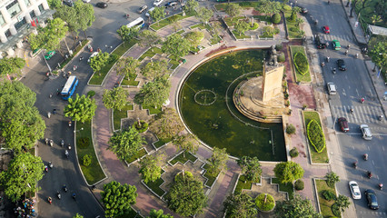 Cars and motorbikes fill the streets of Vietnam.