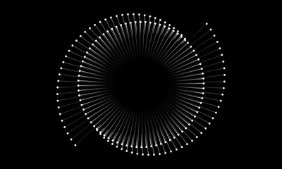 Spiral with lines as dynamic abstract vector background or logo or icon. Yin and Yang symbol.