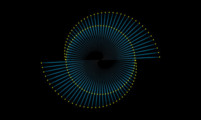 Spiral with lines as dynamic abstract vector background or logo or icon. Yin and Yang symbol.