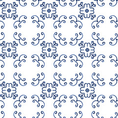 Pretty blue vector geometric seamless tile pattern background.