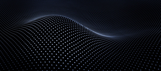 Abstract black particle array wave background - 3D illustration