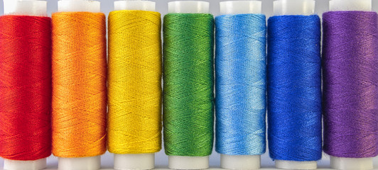 Rainbow colour sewing threads