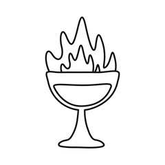 fresh tropical cocktail with flames line style icon