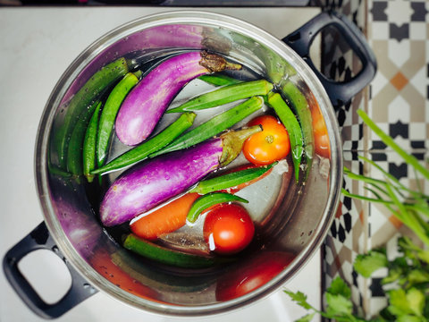 Soak vegetables image. Stock photo.