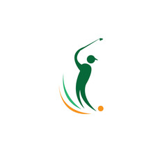 Golf logo illustration vector design of a person swinging the club