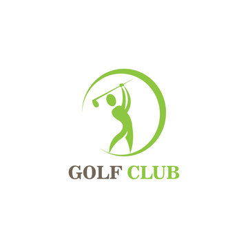 Golf logo illustration vector design of a person swinging the club