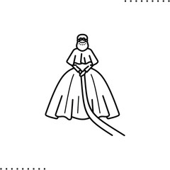 Fototapeta na wymiar Jewish bride, modest, ultra-orthodox fiancee vector icon in outlines