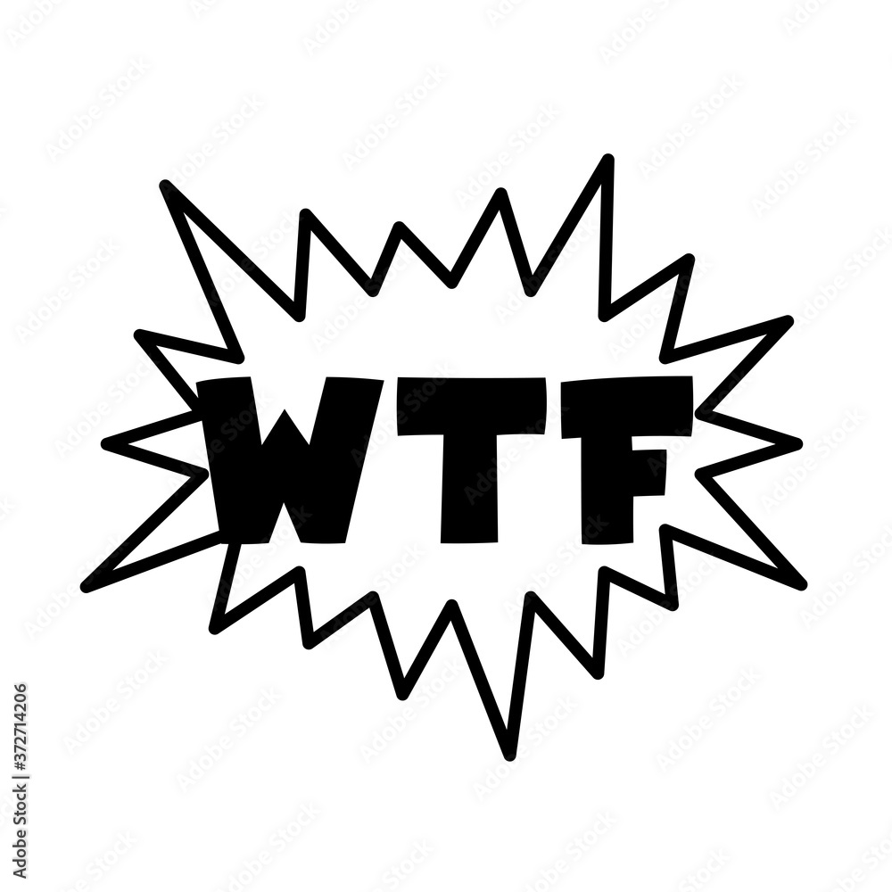 Poster expresion cloud with wtf word pop art line style