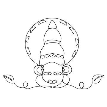 Happy Onam Kathakali illustration drawn with a continuous single line