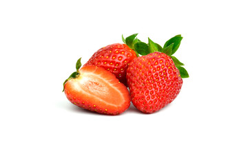 Fresh red strawberries isolated on white background. Strawberries with clipping path.