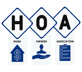 HOA - home owners association. acronym business concept. vector illustration concept with keywords and icons. lettering illustration with icons for web banner, flyer, landing page, presentation