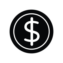 Dollar Coin Black and White Filled Line Icon Vector