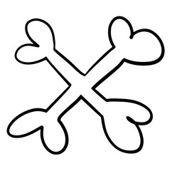 Cross of bones. Halloween illustration . doodle. Vector Illustration, for cards, posters, postcard design, logo, for printed matter.