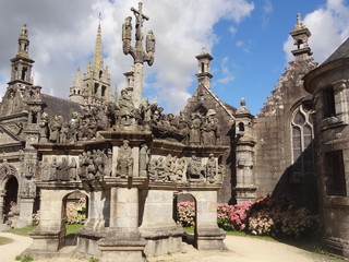 Obraz premium Enclos paroissial de Guimiliau, Finistère, Bretagne, France, Détail du calvaire