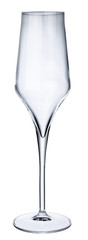 Empty champagne glass isolated on white background