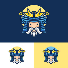 old samurai head icon and logo template