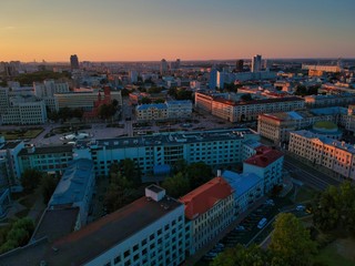 Fototapeta premium Aerial view of Minsk, Belarus in summer 2020