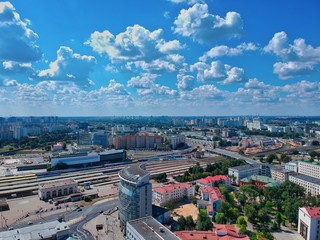 Obraz premium Aerial view of Minsk, Belarus in summer 2020
