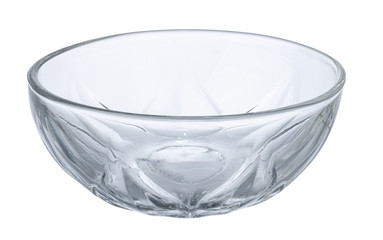 Empty glass bowl isolated on white background
