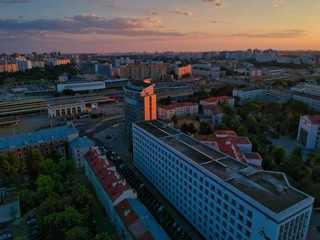 Aerial view of Minsk, Belarus in summer 2020