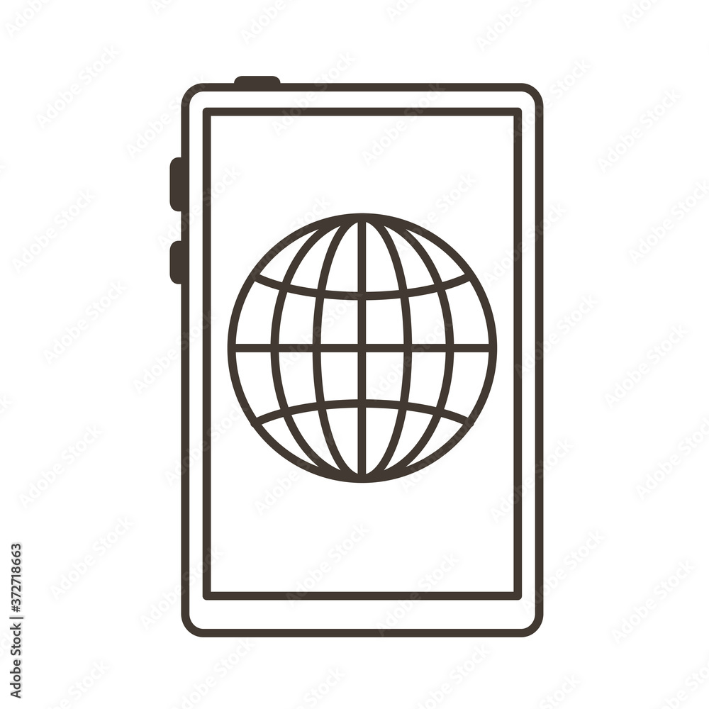 Poster smartphone device electronic with sphere browser line style icon