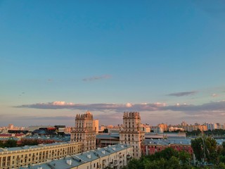 Aerial view of Minsk, Belarus in summer 2020