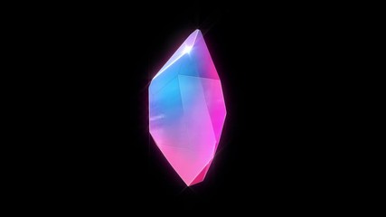 Rotating crystal pink purple blue isolated 3D render 2k loop