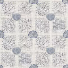 Muurstickers Landelijke stijl Naadloze Franse boerderij linnen doodle achtergrond. Provence blauw grijs linnen rustieke patroon textuur. Shabby chique stijl oude geweven vlas blu krabbel. Textielmotief all-over print.