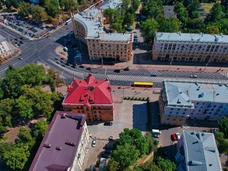 Aerial view of Minsk, Belarus in summer 2020