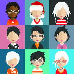 Set of color, different avatar