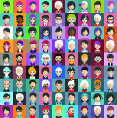Fototapeta na wymiar Set of color, different avatar